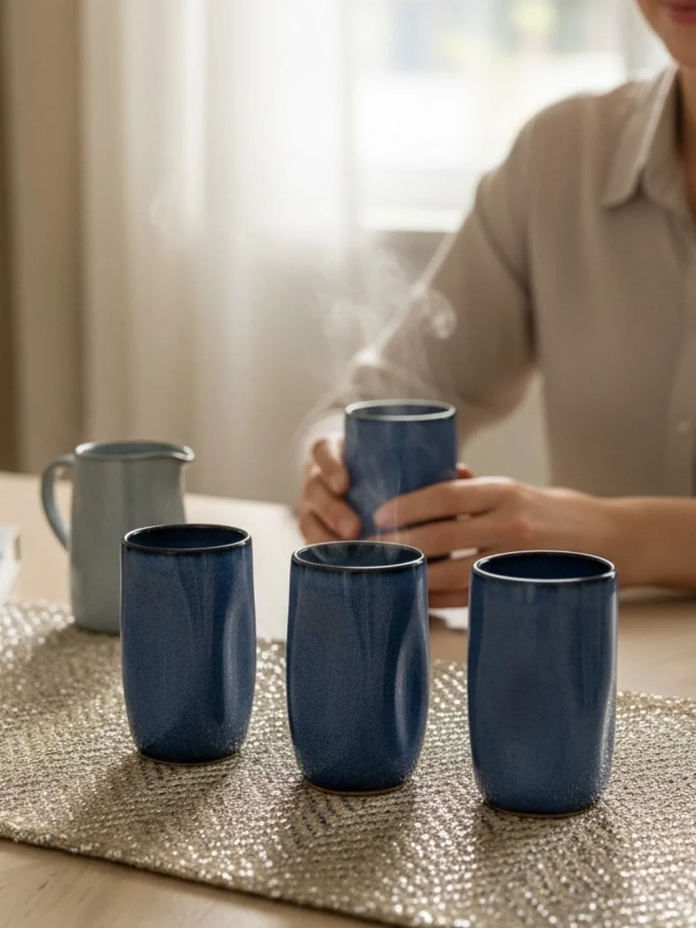 Tate & Walton Pottery Glasses Set of Four Handmade Farmhouse Unique